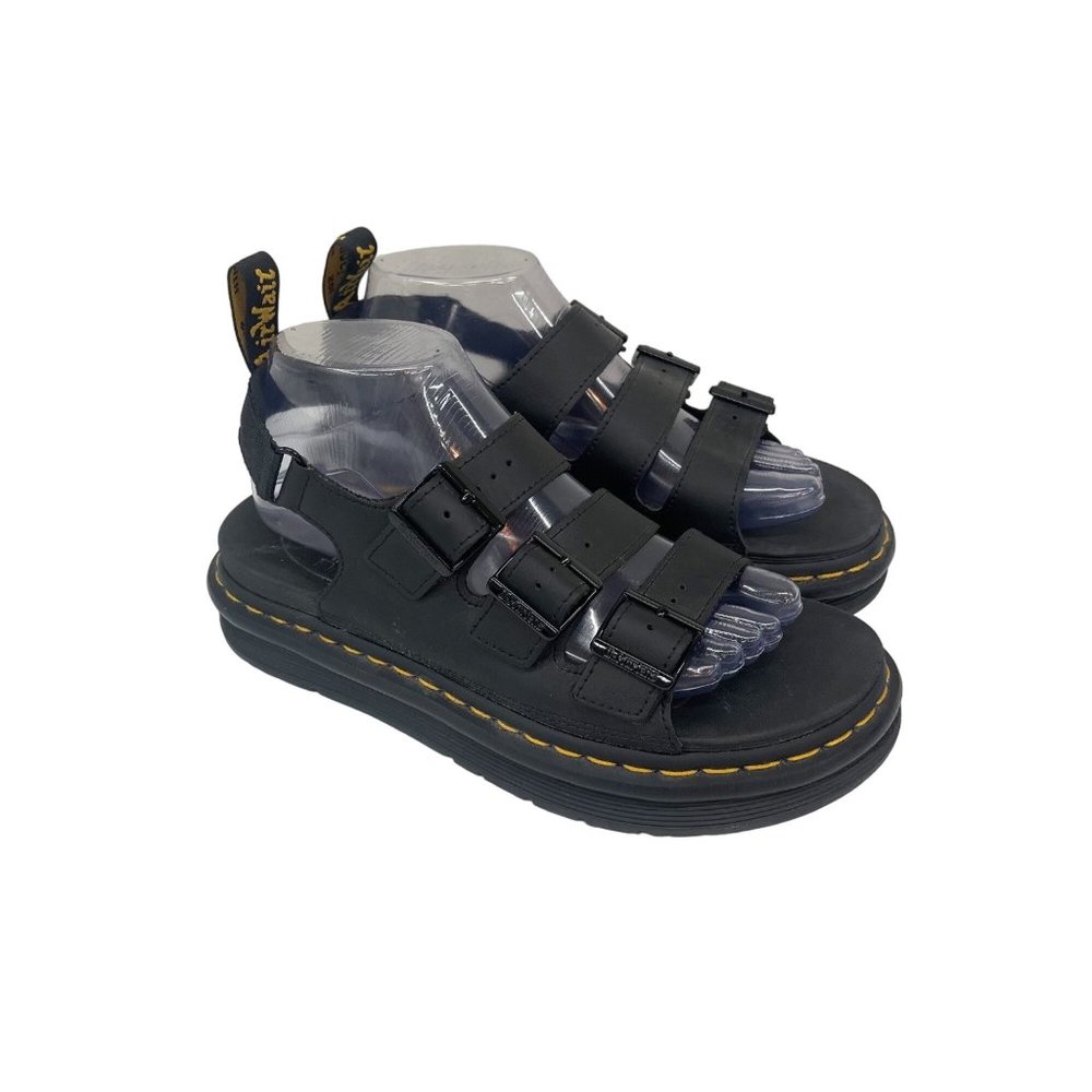 Dr Martens Solomon Black Leather Adjustable Strap Sandals Shoes Mens 7 Womens 8